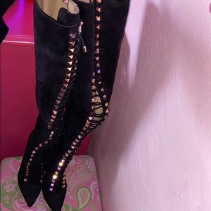 Over the knee high heel boots